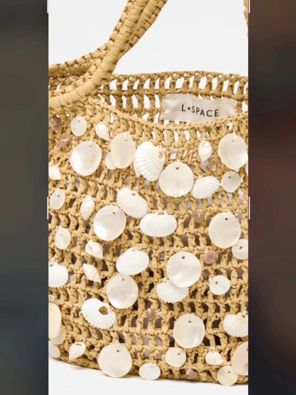 🐚l*space “alba” Natural Straw Tote with Shell Embellishments - Picture 6 of 8